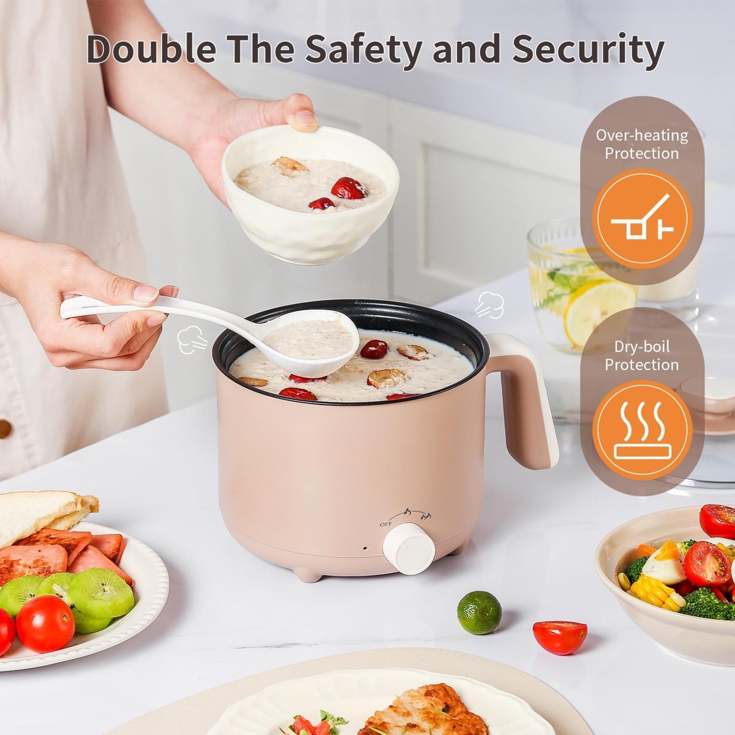 Portable Electric Hot Pot 1.5L - Non-Stick Ramen Cooker for Noodles, Soup & Oatm4