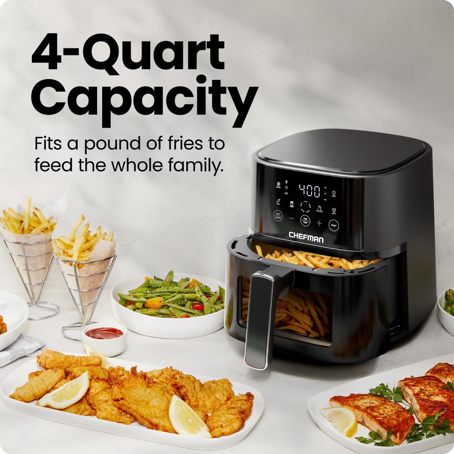 4QT Compact Air Fryer with Hi Fry Technology, Touch Controls & Easy View Window3