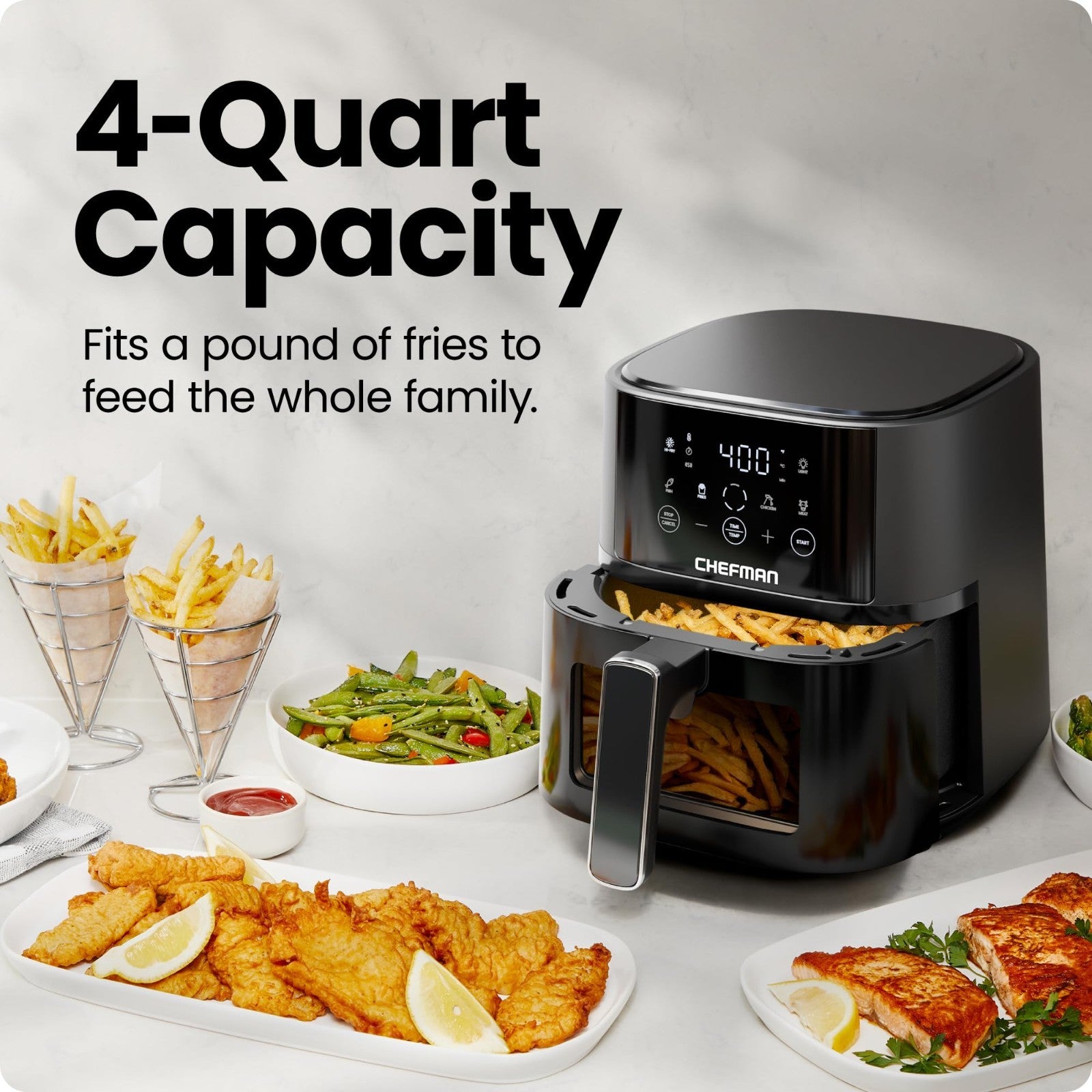 4QT Compact Air Fryer with Hi Fry Technology, Touch Controls & Easy View Window3