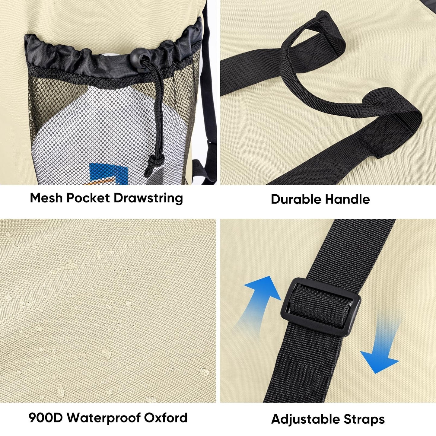 Large 120L Laundry Backpack Bag, Durable 900D Oxford, Mesh Pockets, College Use3