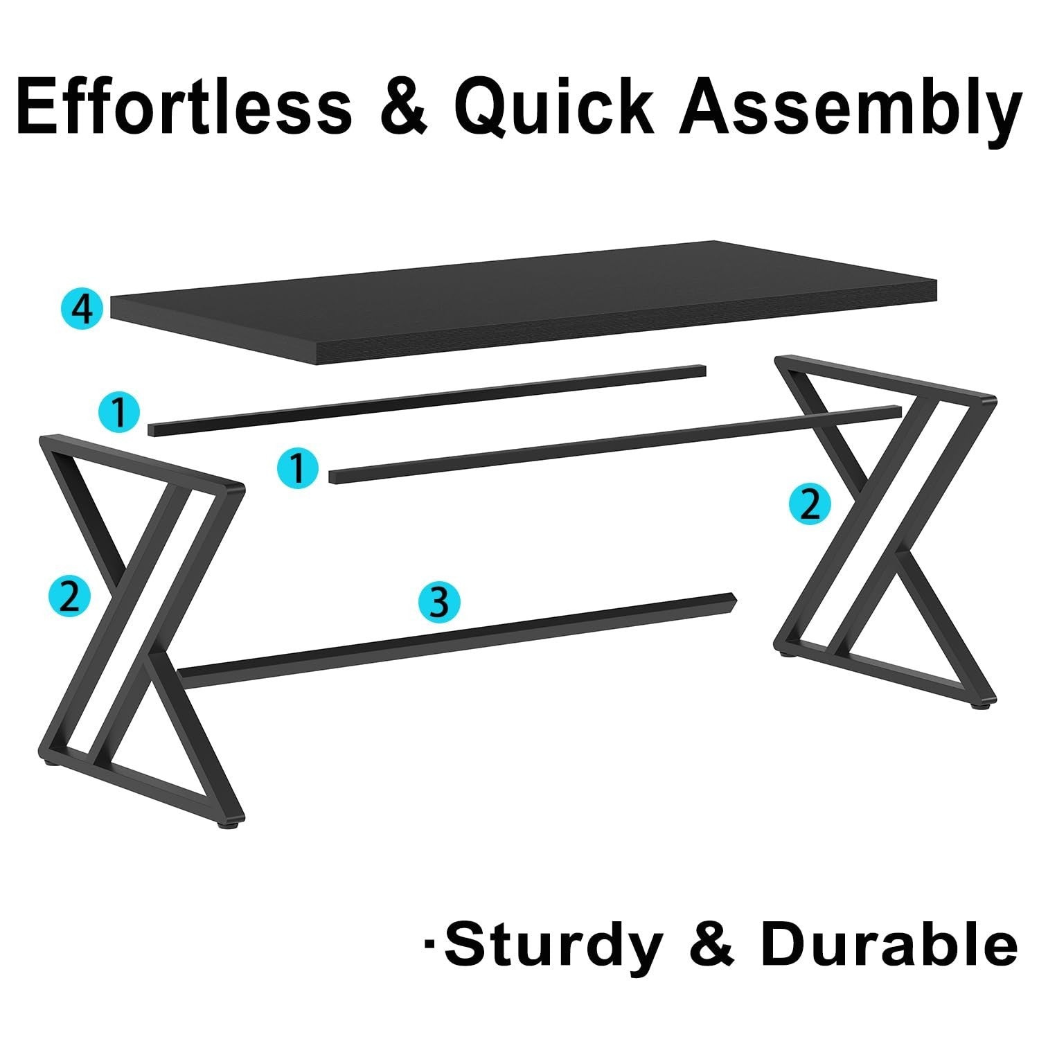 47 Inch Black Oak Metal Wood Computer Desk - Modern Home Office Furniture6