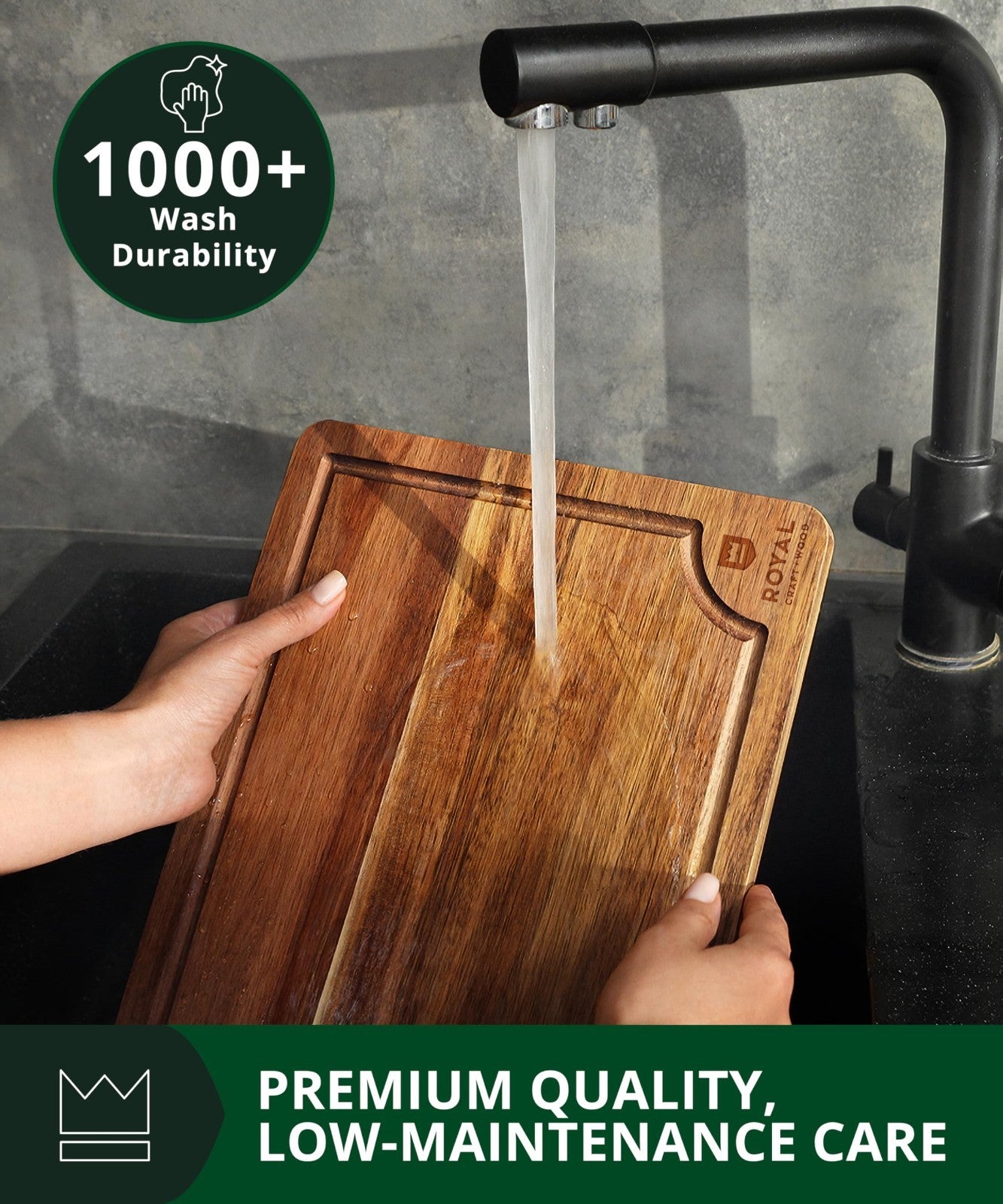 Wooden Cutting Boards Set   Bamboo Kitchen Prep & Serving Board with Juice Groov4