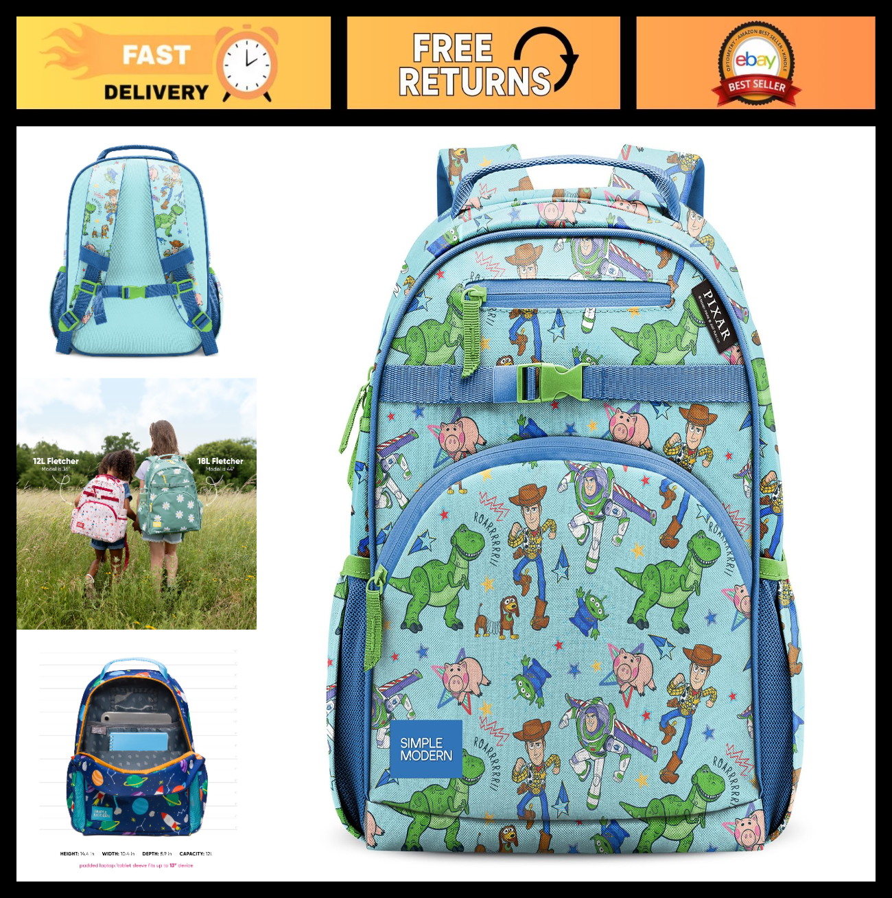 Toy Story Kids Backpack 12L | Cute Buzz & Woody Bookbag for School, Toddler, Pre0