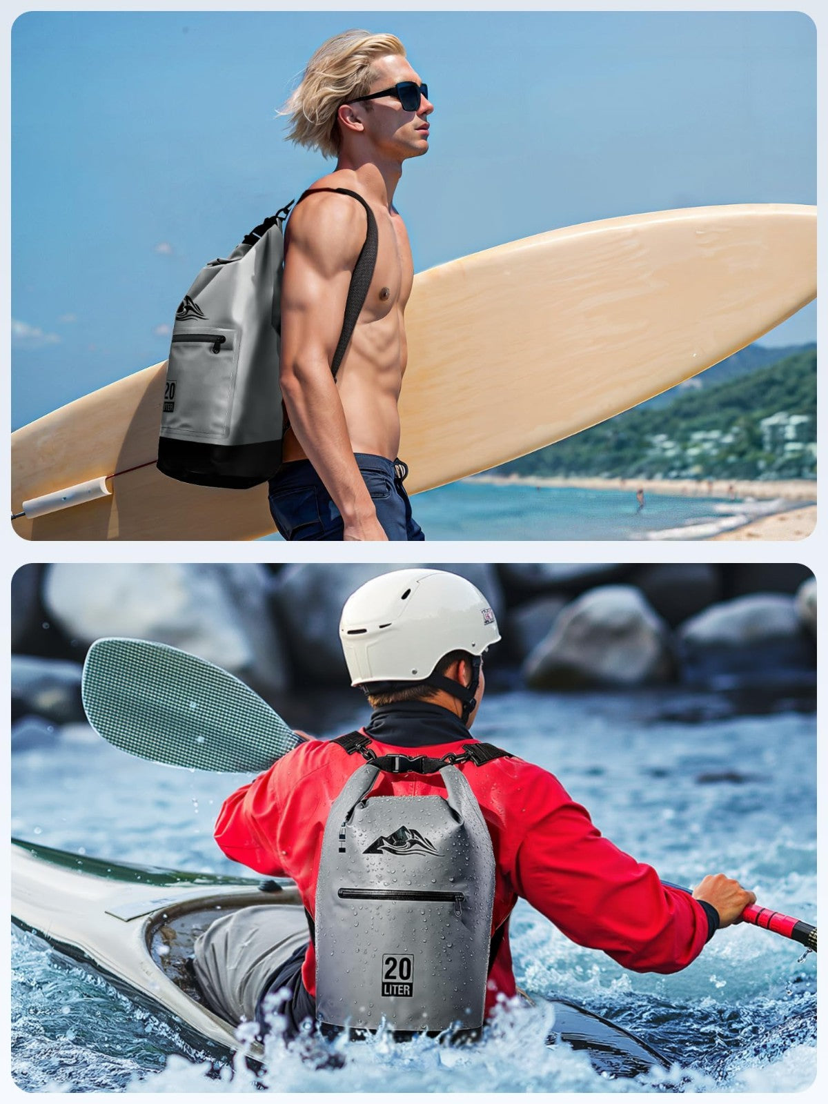 Waterproof Dry Bag with Zipper Pocket - Lightweight Roll Top for Travel, Kayakin4