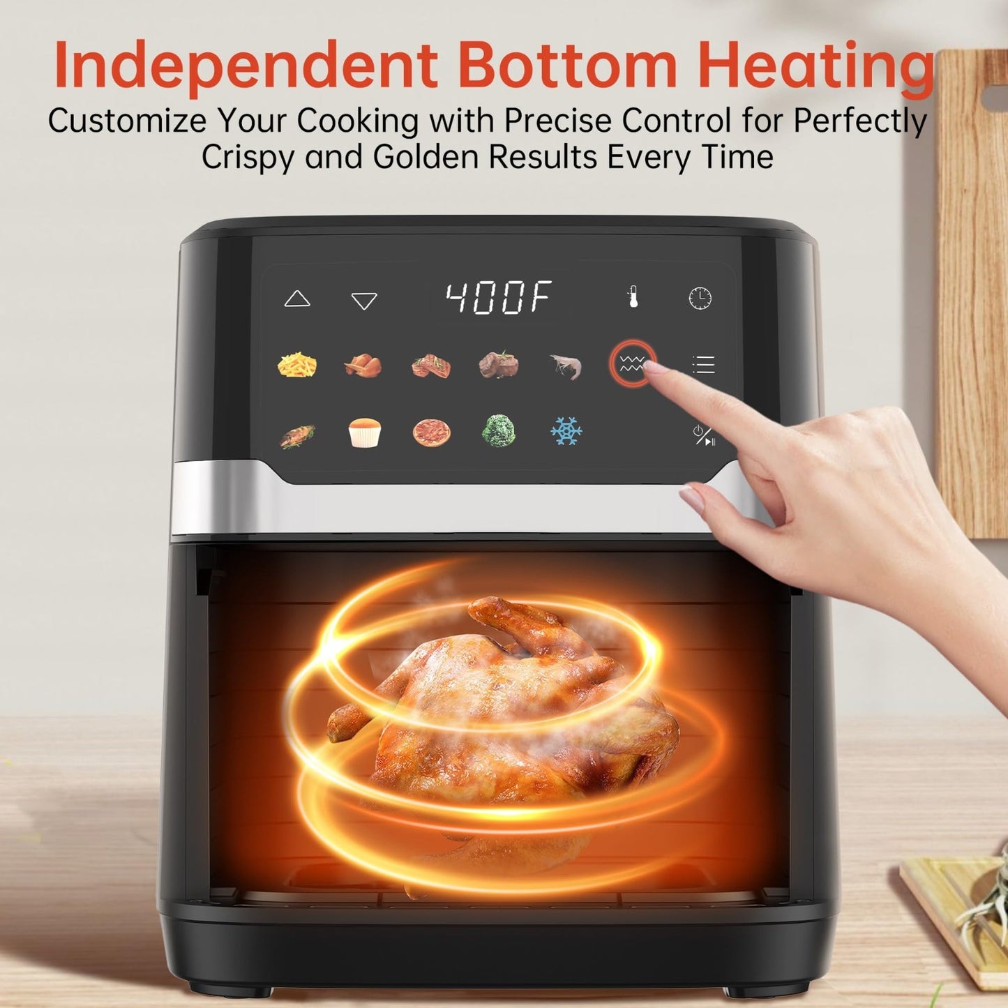 6.8QT Air Fryer with 10-in-1 Functions, Visible Window, Fast Heating, Nonstick B6