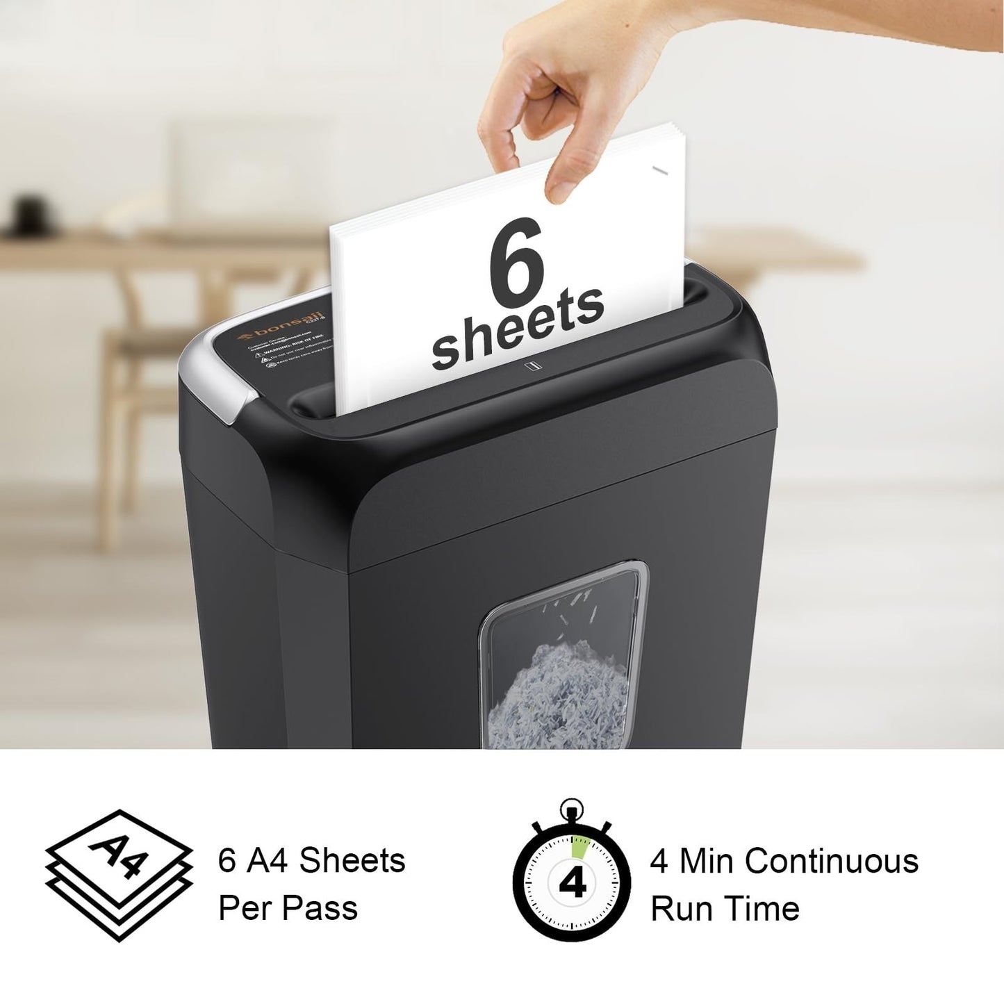 6 Sheet Cross Cut Paper Shredder for Home Office, P 4 Security, Shreds Credit Ca1