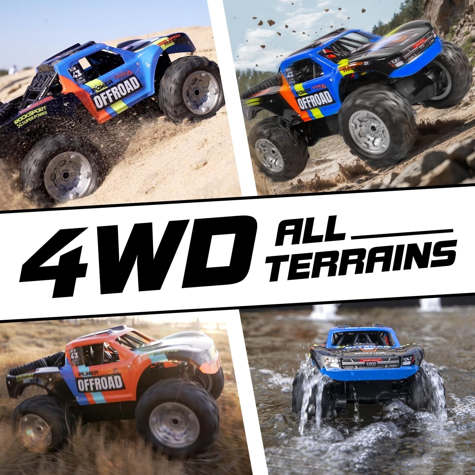 Amphibious Remote Control Car - Waterproof 1:12 RC Monster Truck, 60+ Min Play,2