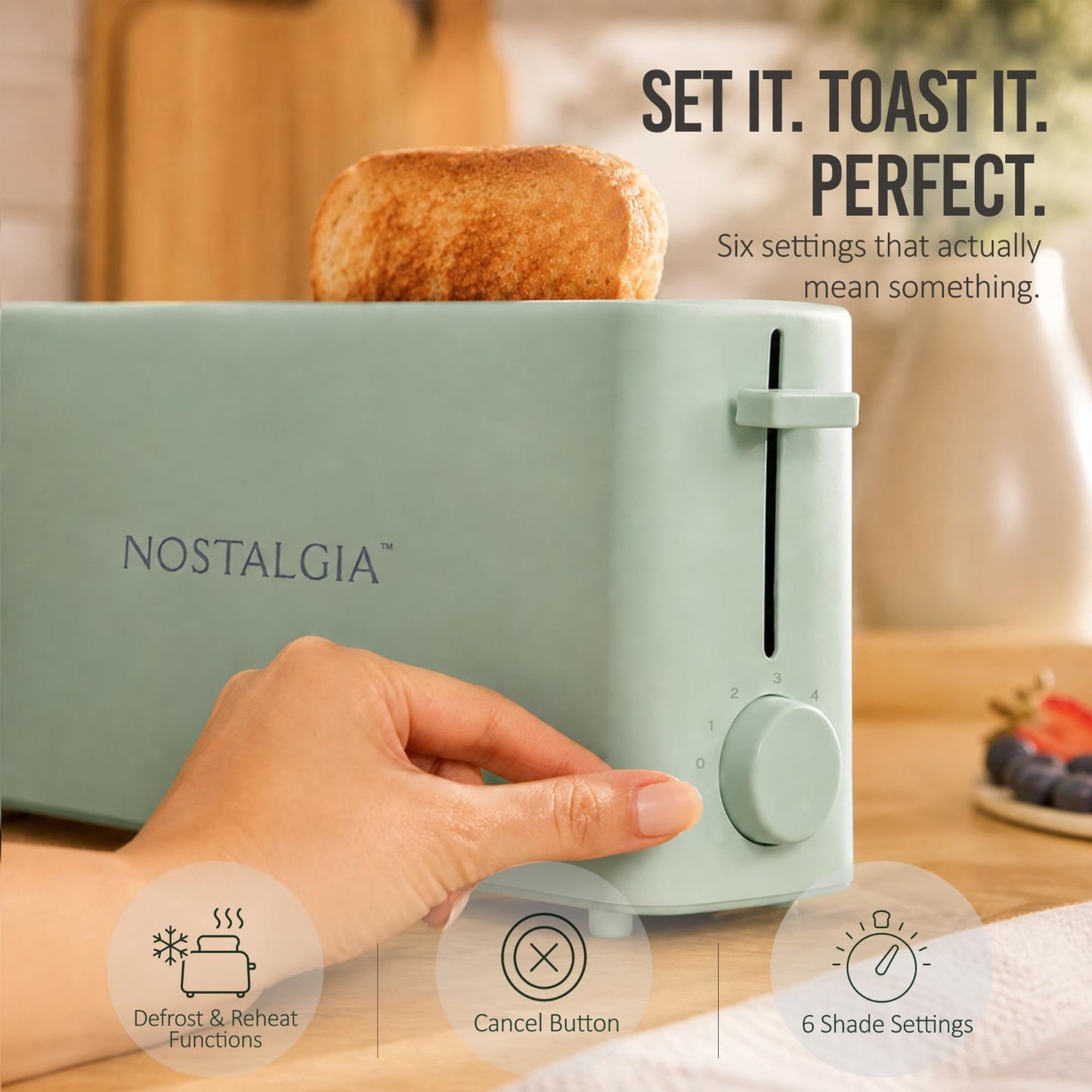 Slim 2 Slice Toaster with Wide Slot, Adjustable Browning, Drop down Crumb Tray,5