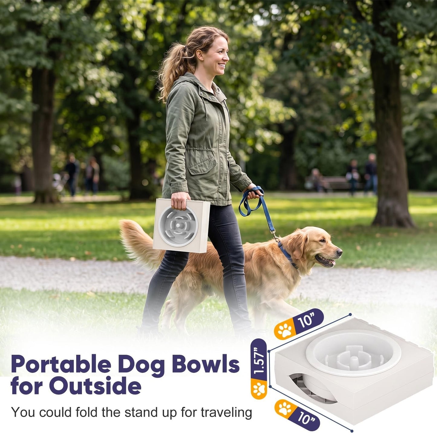 Elevated Dog Bowls for Large Breeds   Adjustable Height Slow Feeder Stand 9 14in6