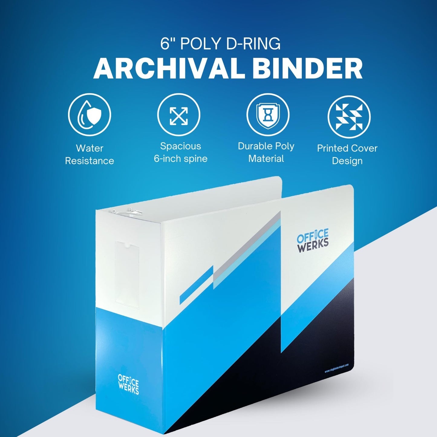 Heavy Duty 6" Locking Angle D-Ring Binder, 3 Rings, Spine Label Holder, 8.5"x11"2