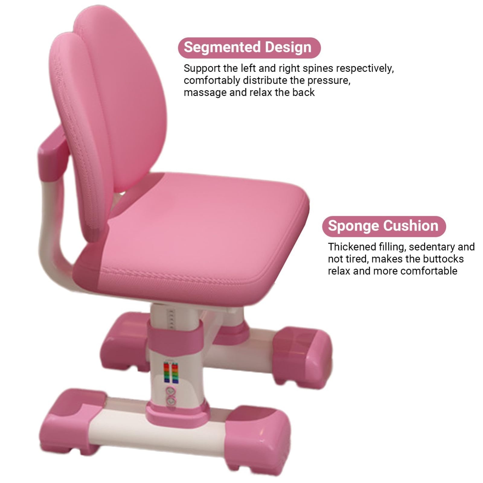 Adjustable Kids Study Table & Chair Set, Cute Cartoon Pattern, Widened Desktop,5