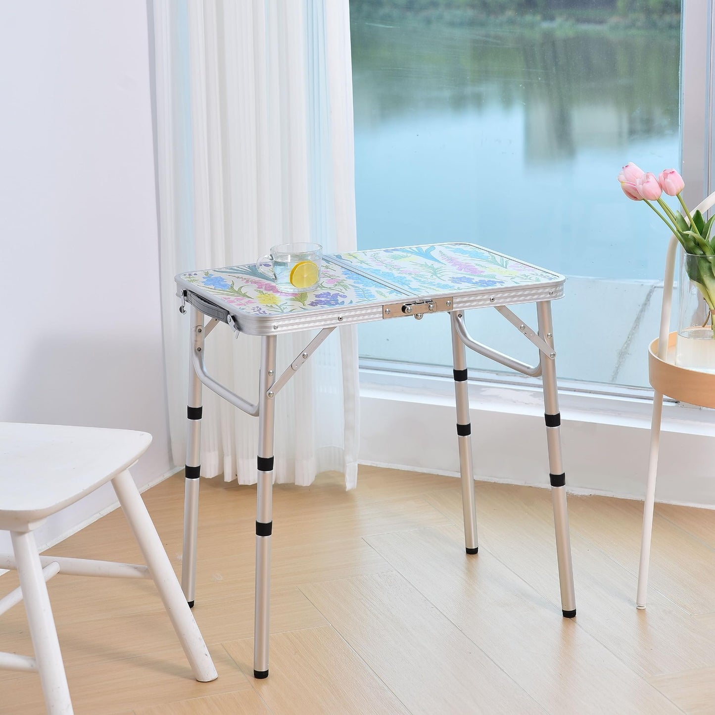 Portable Folding Camping Table - 2ft Adjustable Height, Lightweight, Carry Handl2