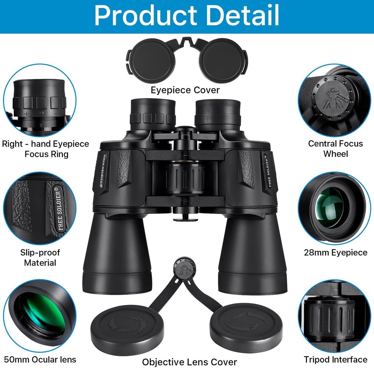 High Power 20x50 Waterproof Binoculars for Bird Watching, Hunting, Hiking, Trave8