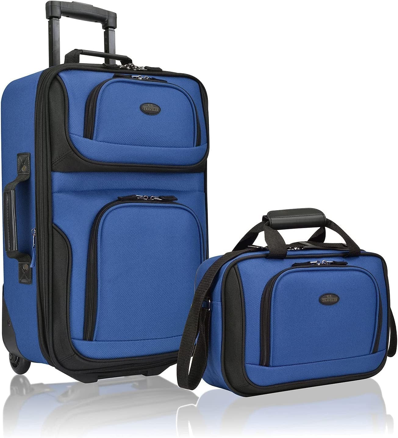 Lightweight Softside Rolling Carry-on Suitcase, 2-Wheel Travel Luggage, Royal Bl1