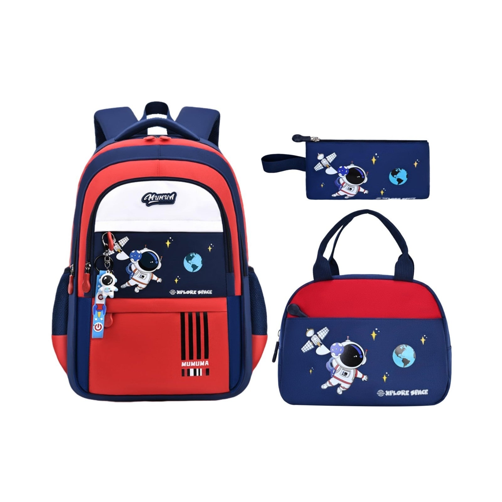 3pcs Kids Backpack Set with Lunch Box   Lightweight Astronaut School Bags for Bo1