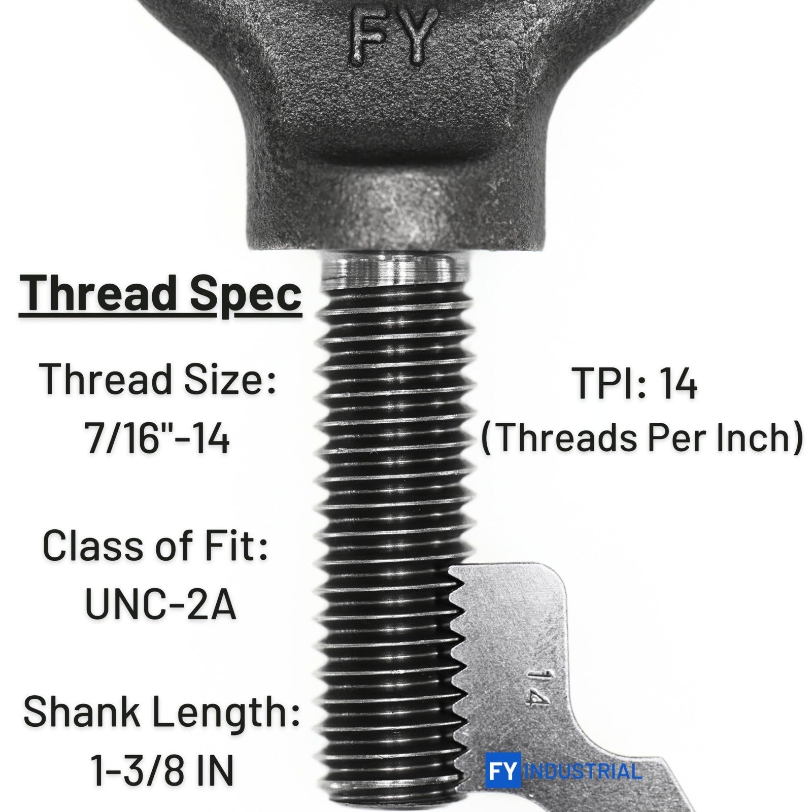 3 Pcs Heavy-Duty Lifting Shoulder Eye Bolts 7/16"-14 X 1-3/8" - Secure & Durable4