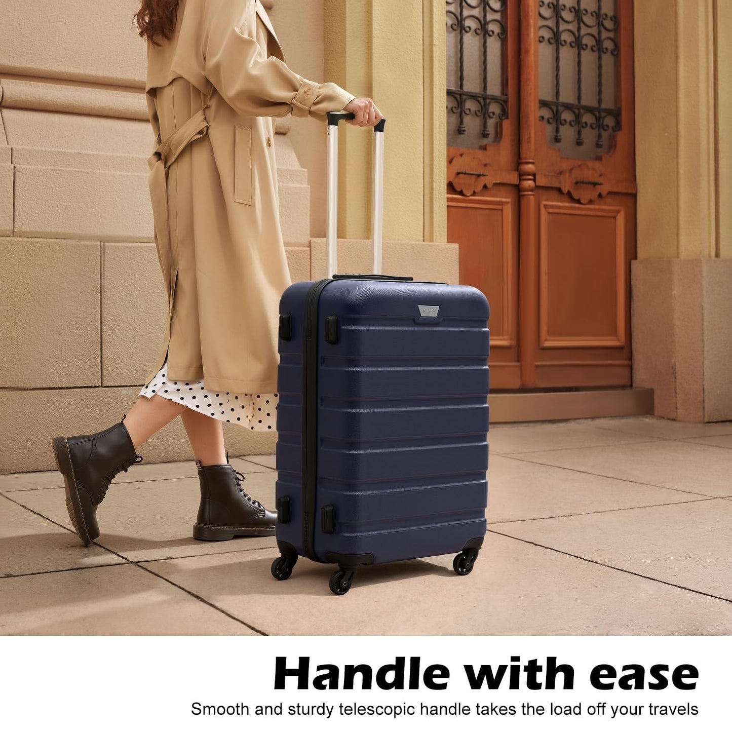 Lightweight Durable Hardshell Luggage Set, 3-Piece Suitcase with 360° Spinner Wh2