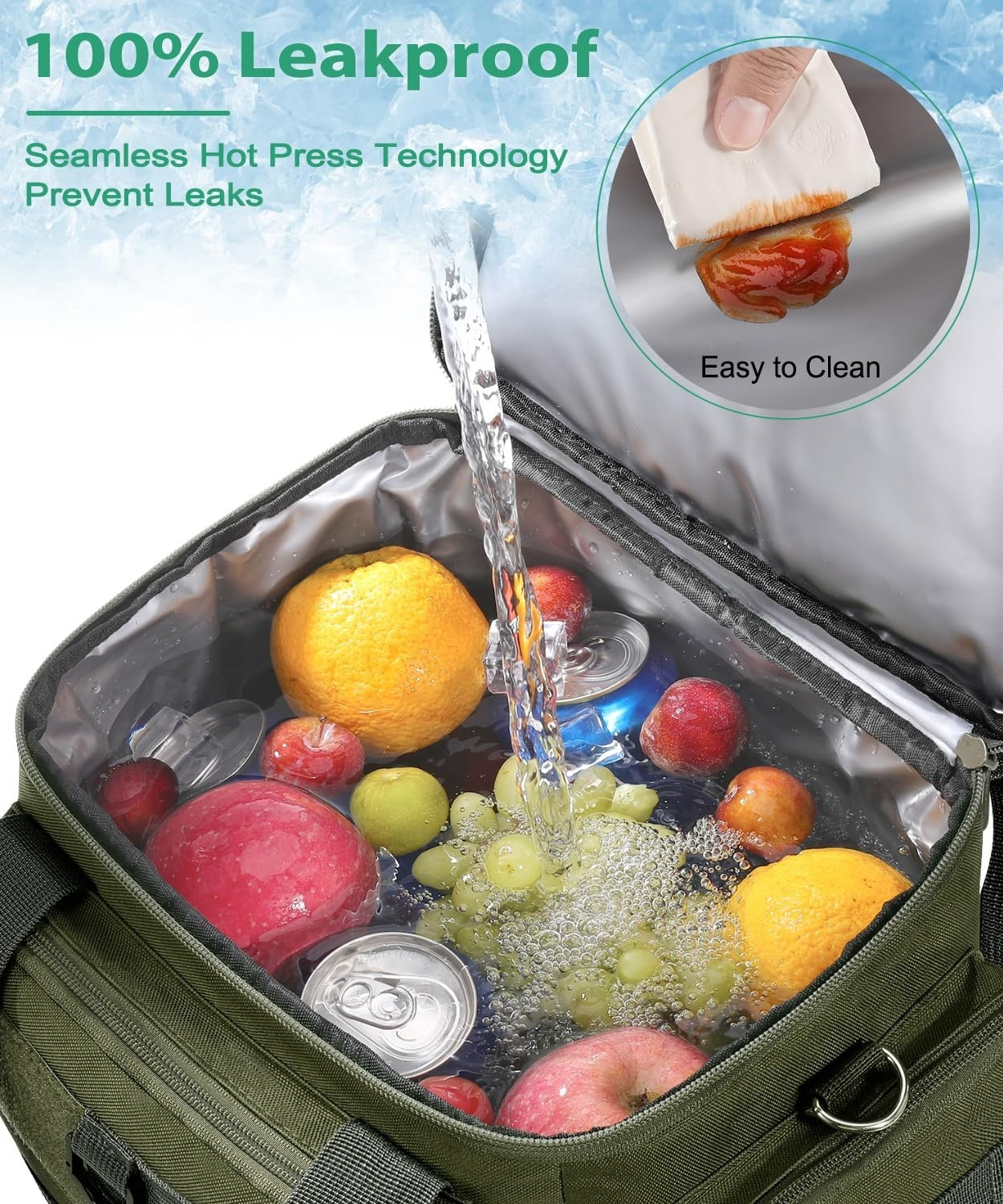 Tactical Insulated Lunch Bag - Large Expandable Cooler for Work, Camping, Leakpr6