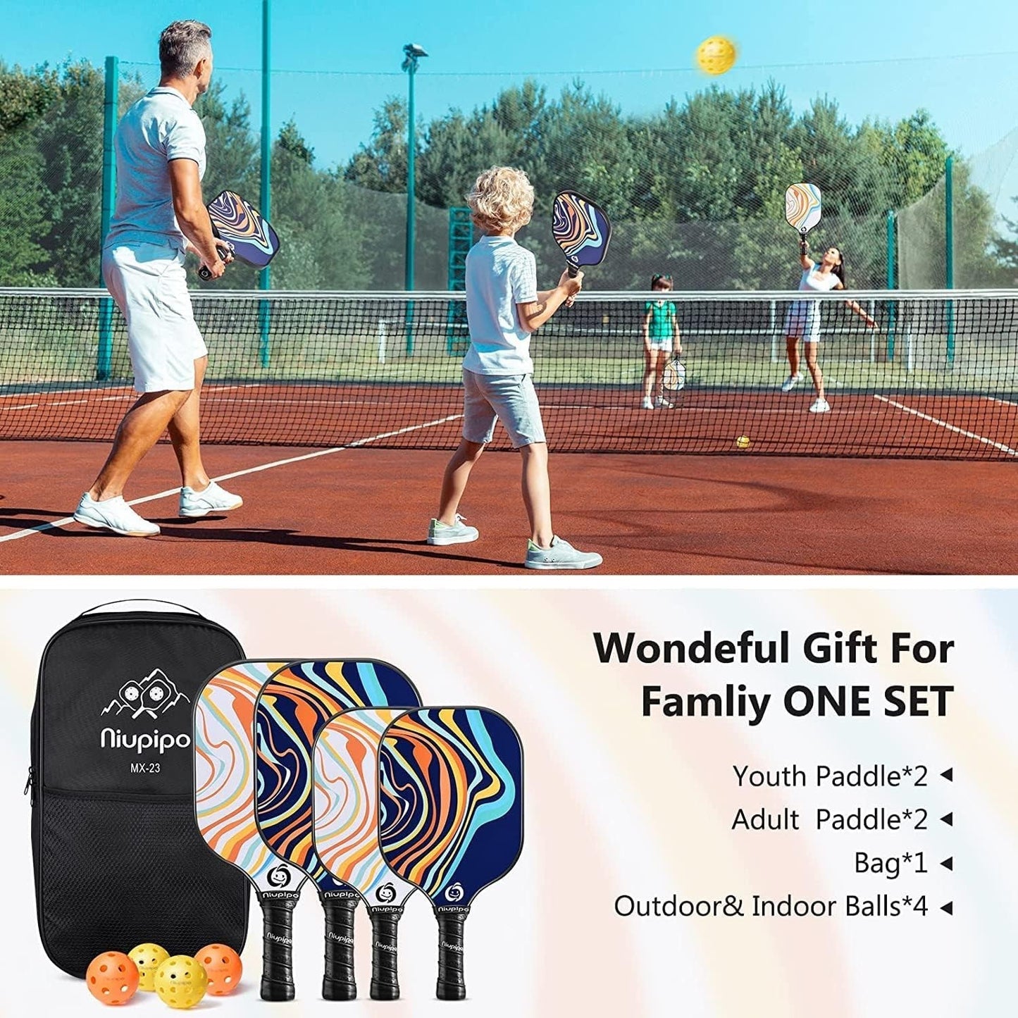 Pickleball Paddle Set of 2 or 4 - USAPA Approved, Lightweight Fiberglass Paddles5