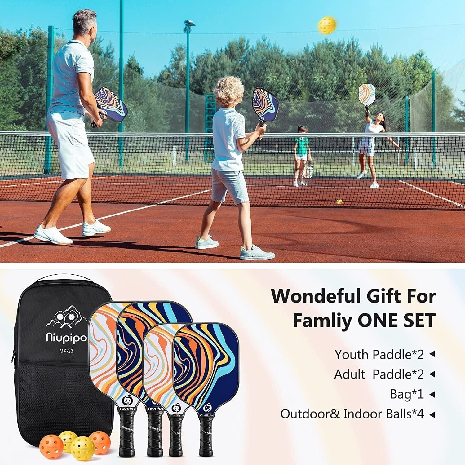 Pickleball Paddle Set of 2 or 4 - USAPA Approved, Lightweight Fiberglass Paddles5