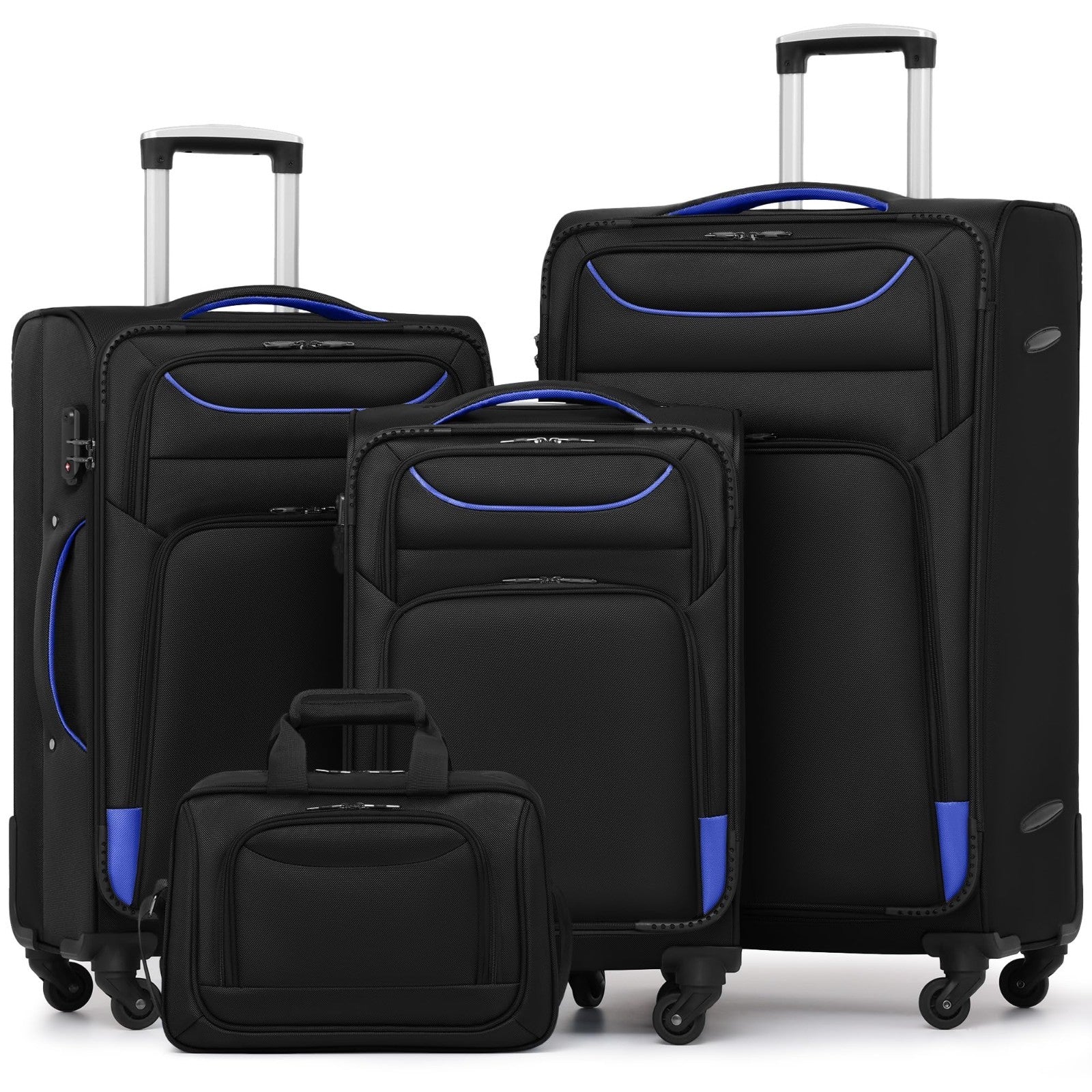 4-Piece Softshell Luggage Set with TSA Lock, Spinner Wheels & Tote - Durable Tra1