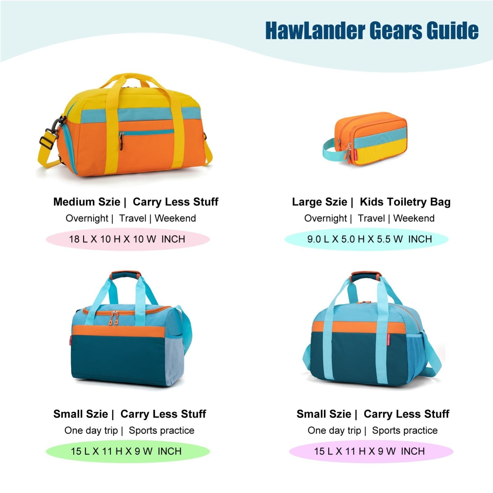 Spacious Kids Duffle Bag for Travel & Weekend Getaways, Orange, 22"x12"x12", Dur8