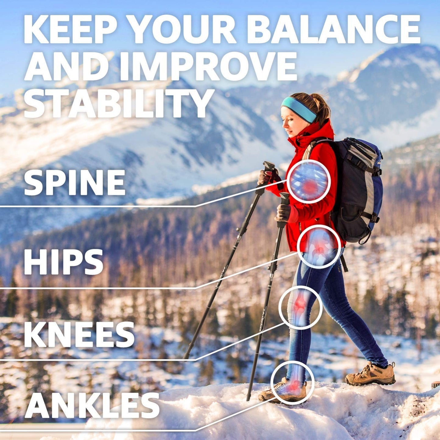 Collapsible Trekking Poles - Lightweight Aluminum Hiking Sticks, Telescopic & Fo2