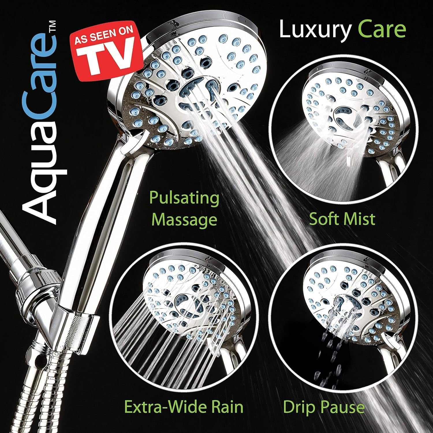High Pressure 8 Mode Handheld Shower Head | Power Wash, Stay Clean Nozzles, 6ft5