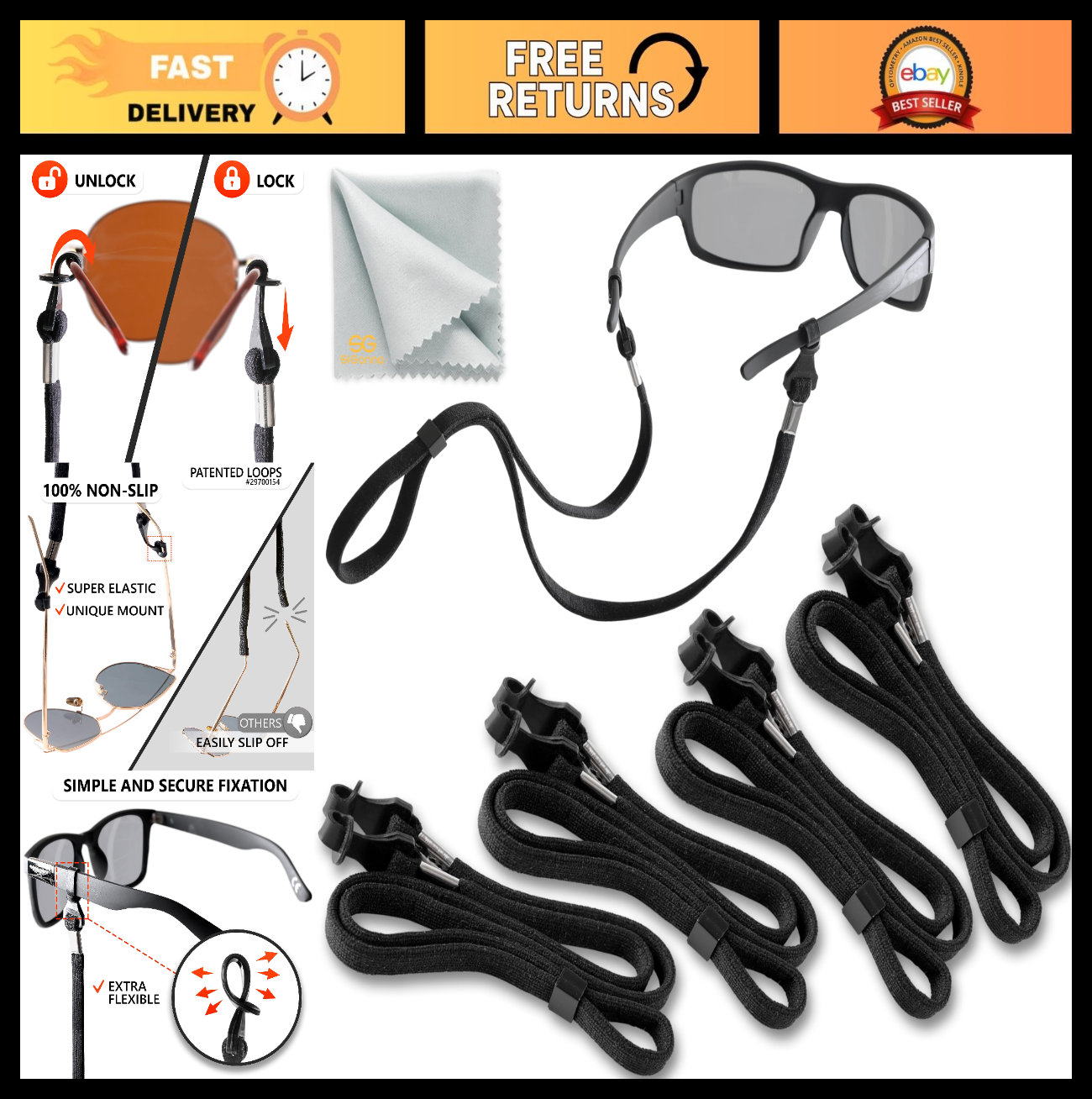 Eyeglass Holder Strap - Adjustable Neck Cord for Sunglasses & Glasses - Unisex L0