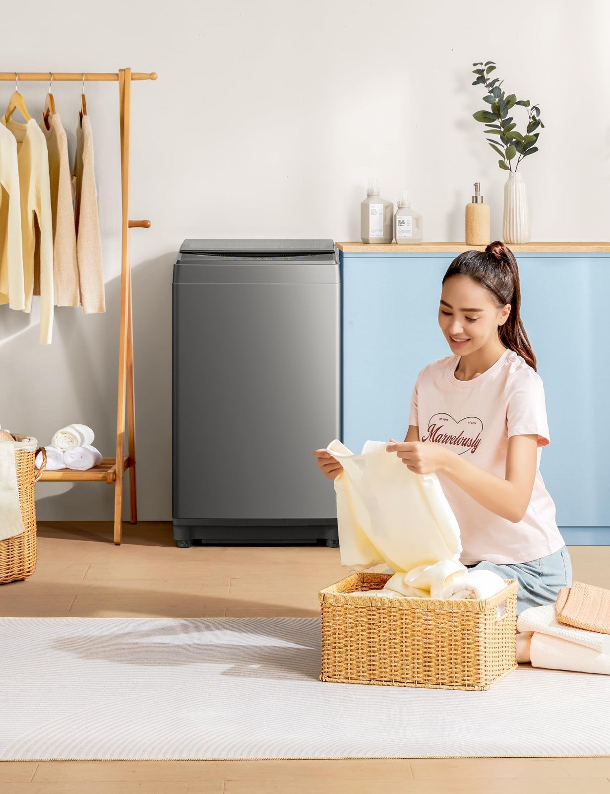 Portable 1.6 Cu.ft Compact Washing Machine, 11lbs Capacity, Fully Automatic, 6 W2