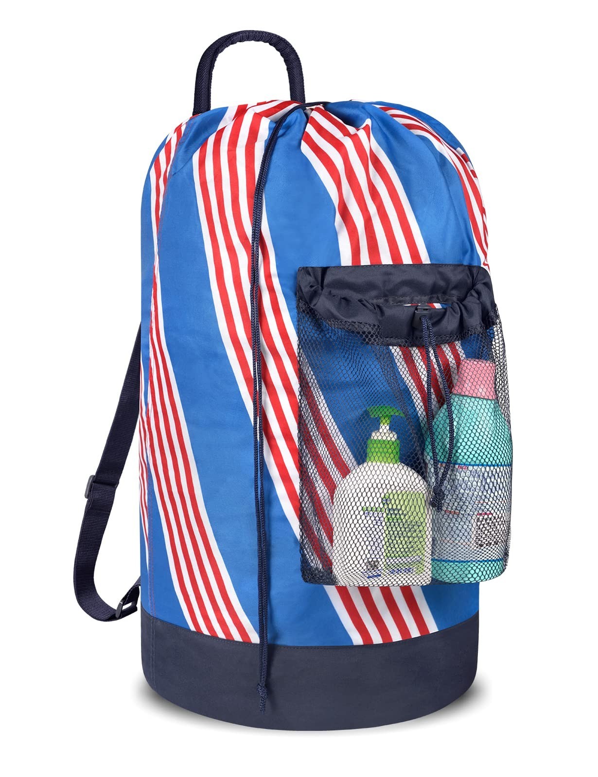 Durable Nylon Backpack Laundry Bag with Shoulder Straps & Mesh Pocket - Ideal fo1