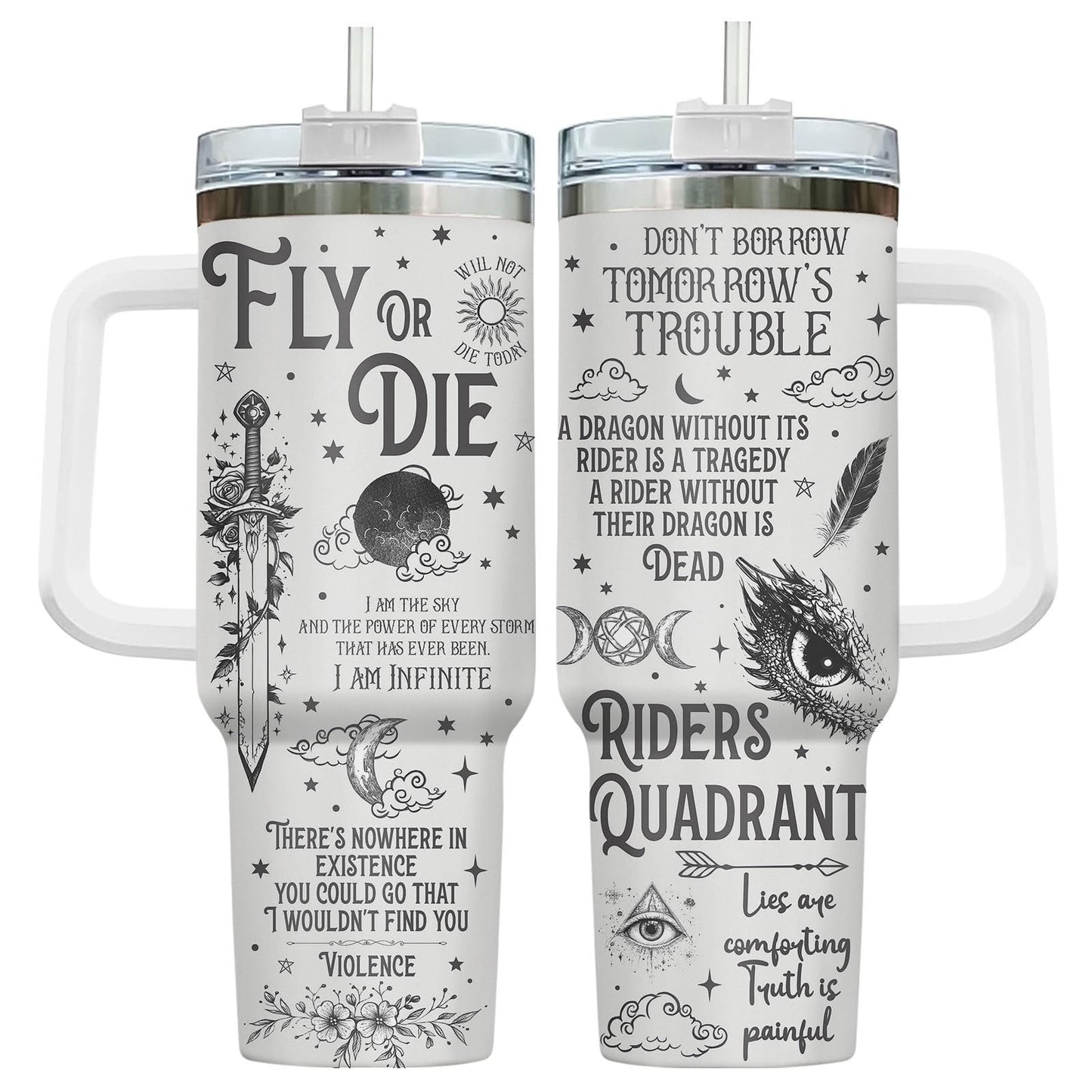 Fantasy Sword Tumbler 40 oz with Handle & Straw   Insulated Coffee Mug for Book1