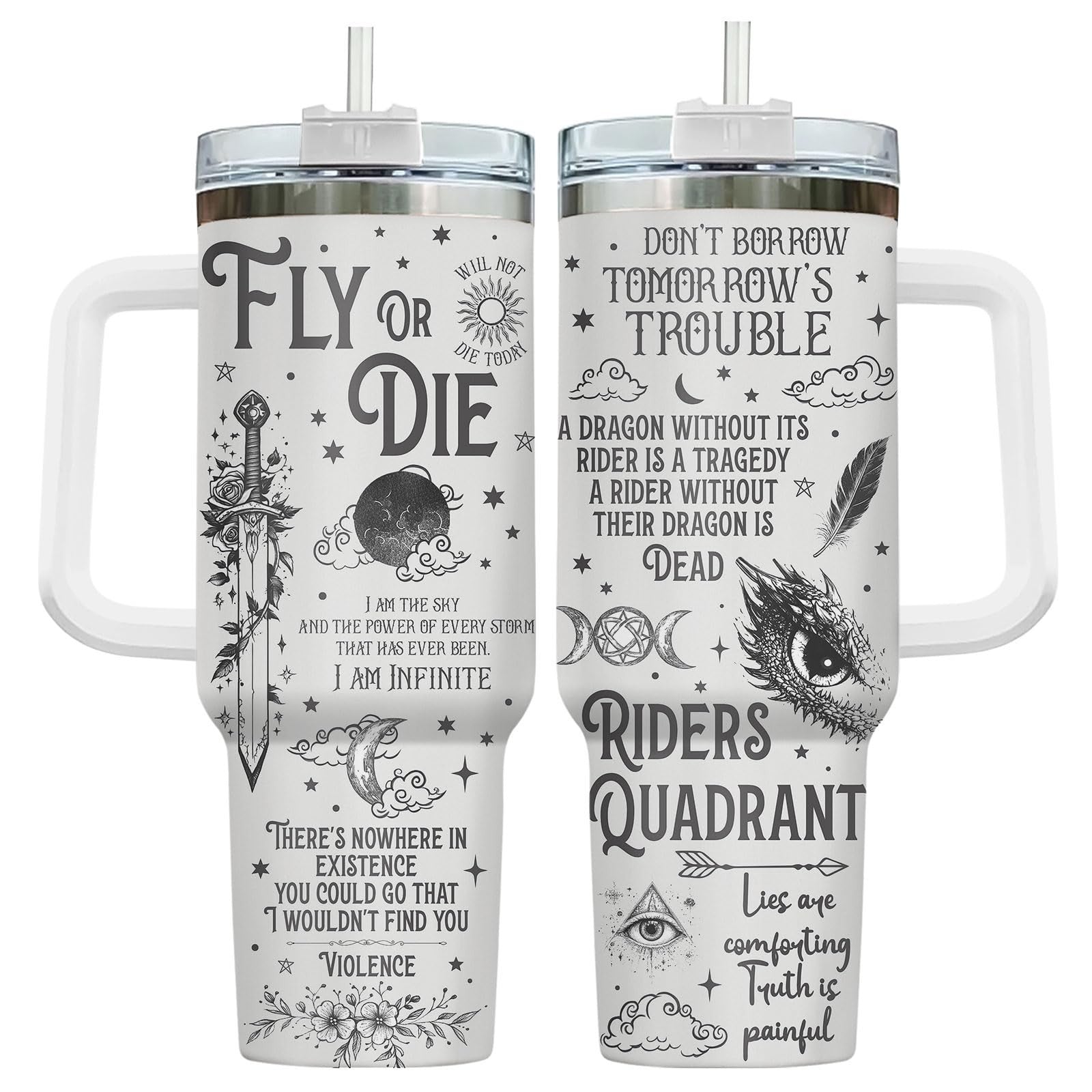 Fantasy Sword Tumbler 40 oz with Handle & Straw   Insulated Coffee Mug for Book1