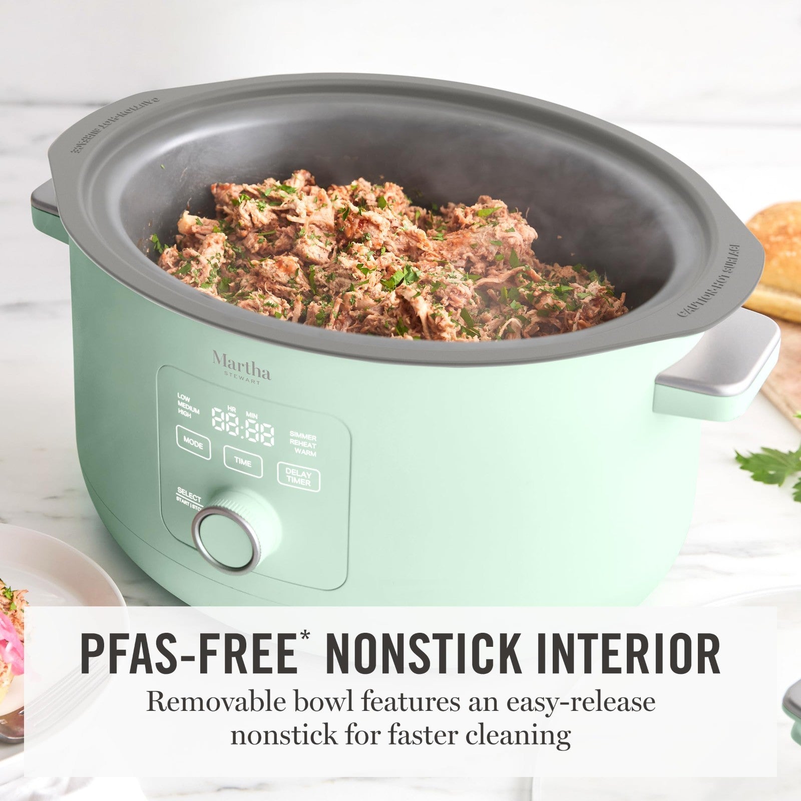 8 Quart Programmable Slow Cooker - Ceramic Nonstick, Timer, 3 Settings, Glass Li5
