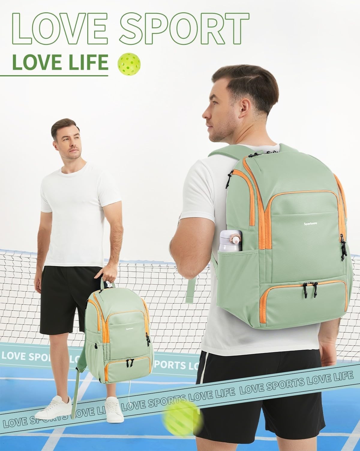 Waterproof Pickleball Bag with Shoe Compartment & Fence Hook | 30L, 2 Pockets, A7