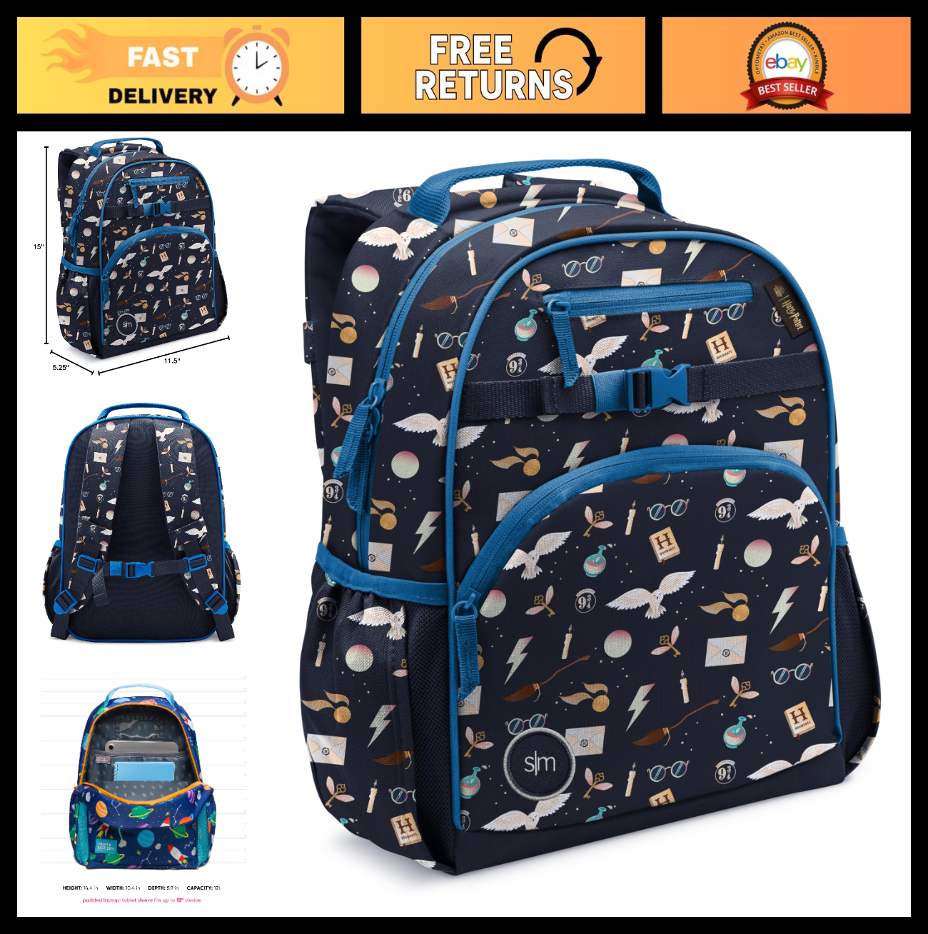 Harry Potter Kids Backpack 12L | Cute School Bookbag for Toddlers & Preschoolers0