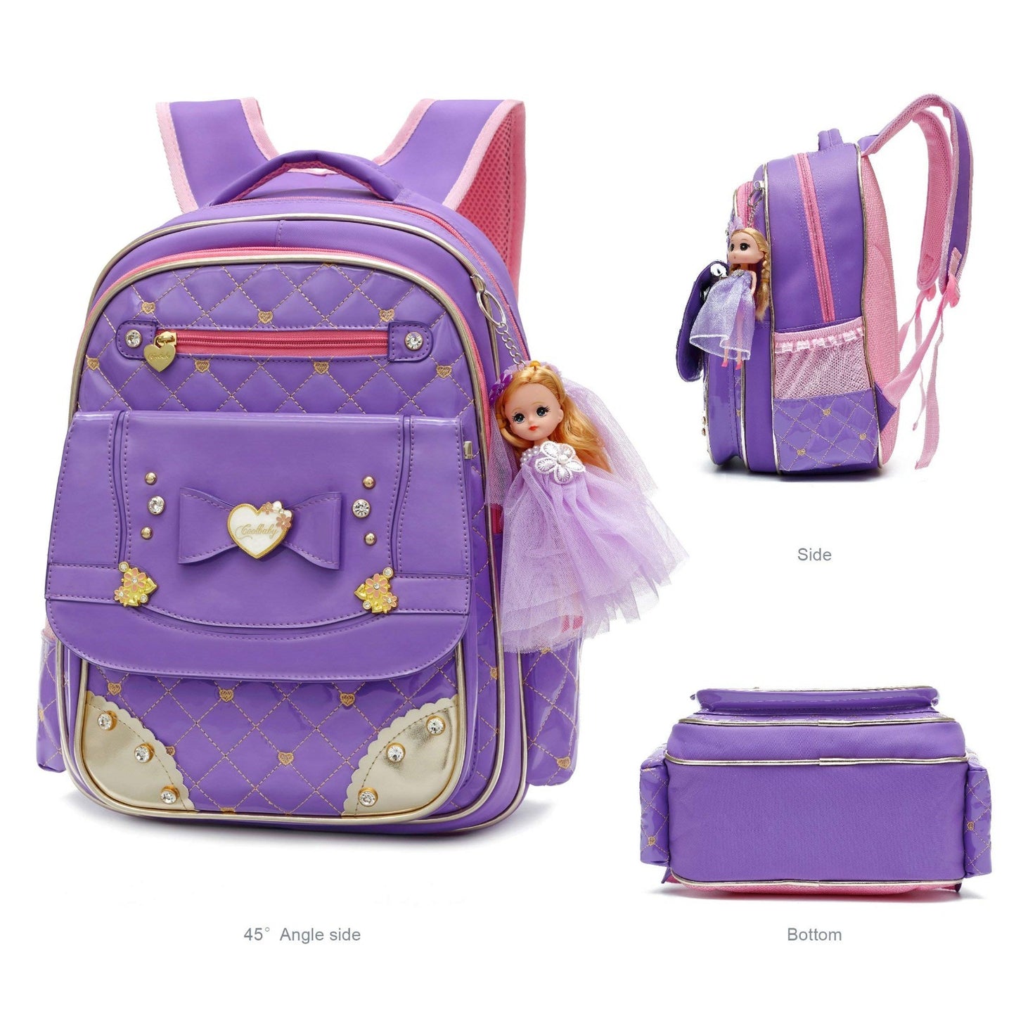 Waterproof Girls Backpack, Cute Toddler School Bag, Small Travel Daypack, A Purp6