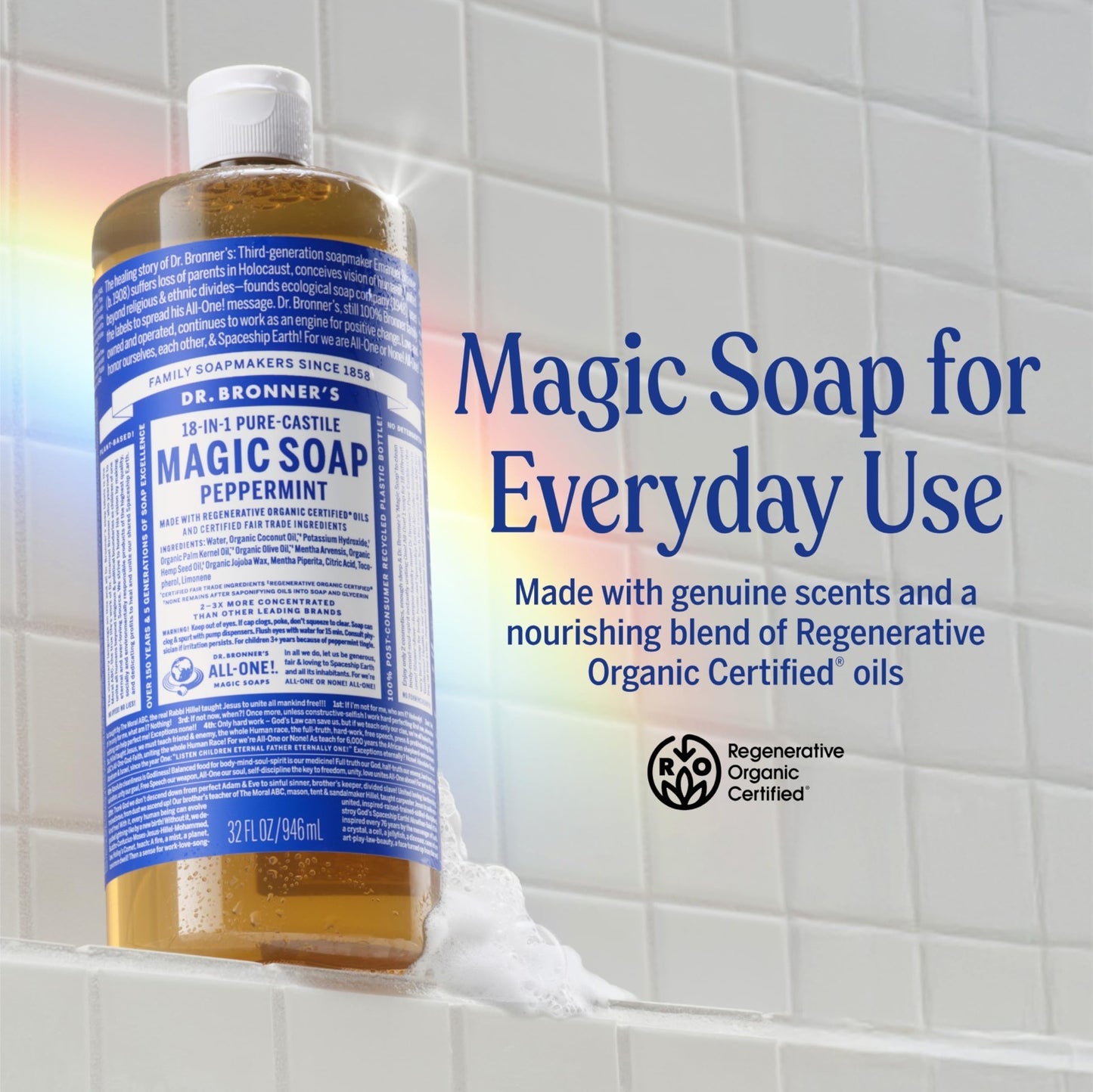Peppermint Pure-Castile Liquid Soap 32oz 2-Pack | 18-in-1 Multi-Use Hand & Body2