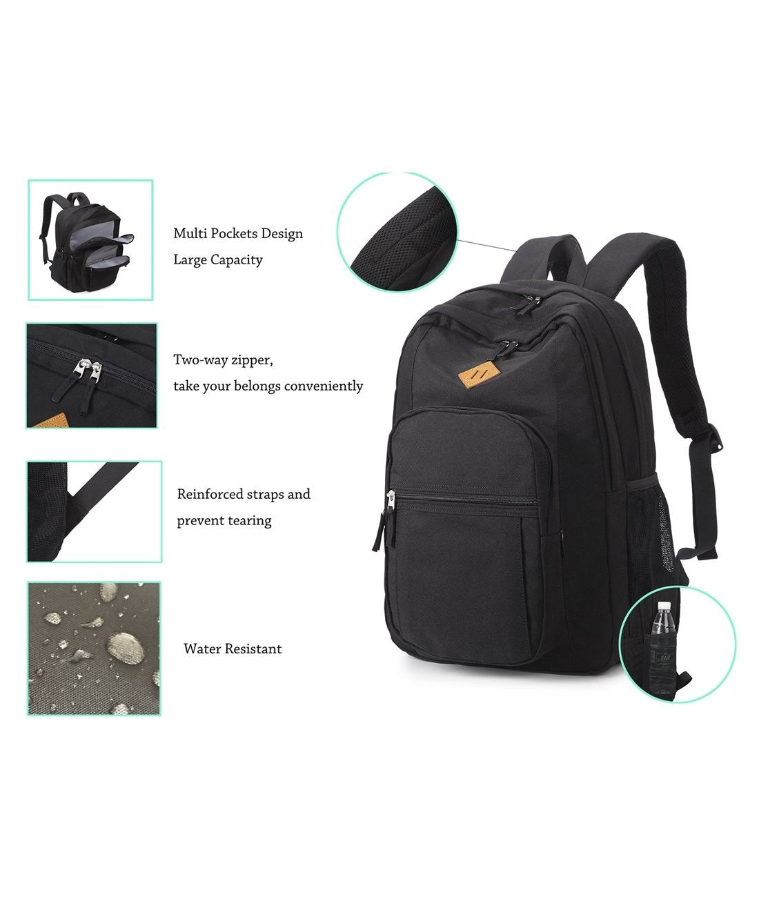 Water Resistant Travel Backpack for Women & Men   Classic College Bookbag (Orang4