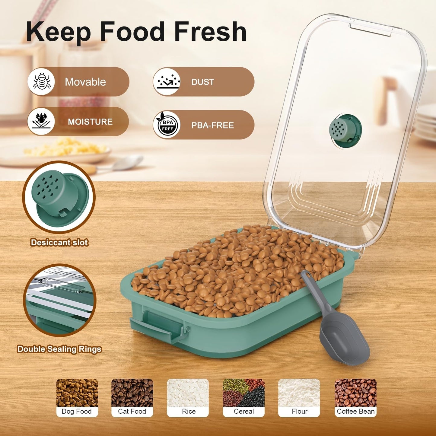 Collapsible Dog Food Storage Container, 15 23 Lbs, Airtight, Wheels & Scoop, Tra4