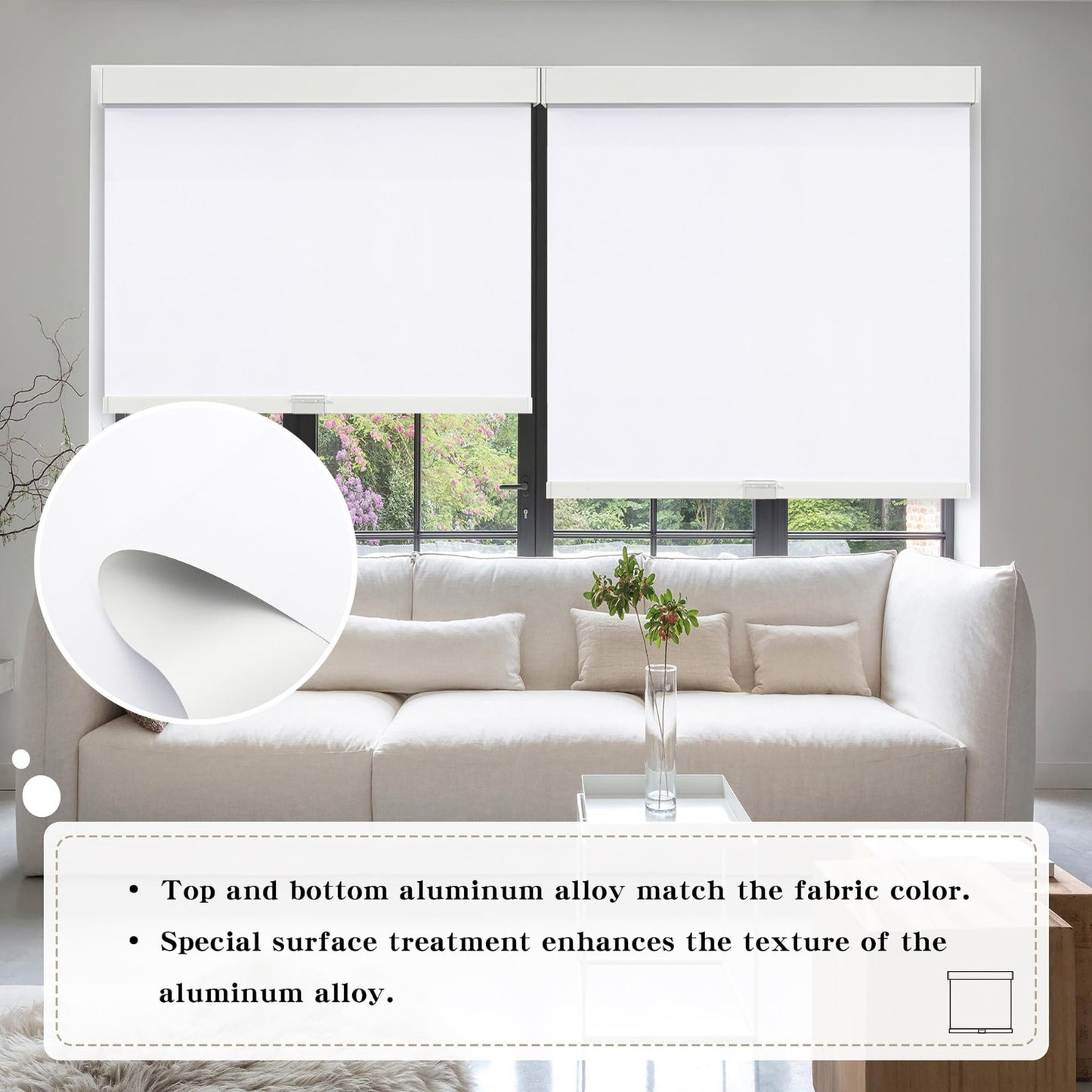 Cordless Blackout Roller Shades 20"W x 72"H, Thermal Insulated, UV Protection, R2