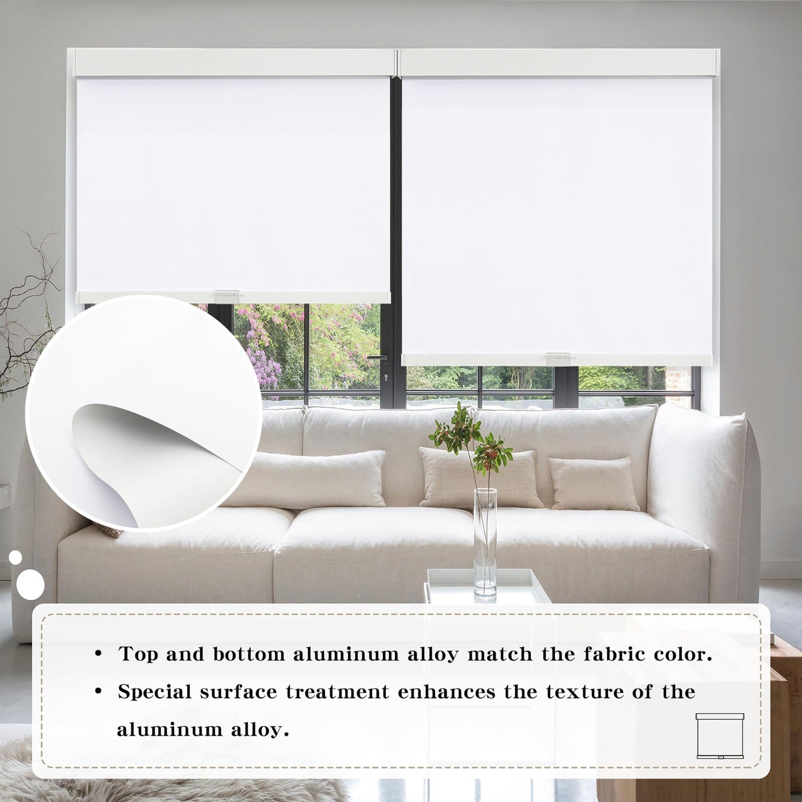 Cordless Blackout Roller Shades 20"W x 72"H, Thermal Insulated, UV Protection, R2