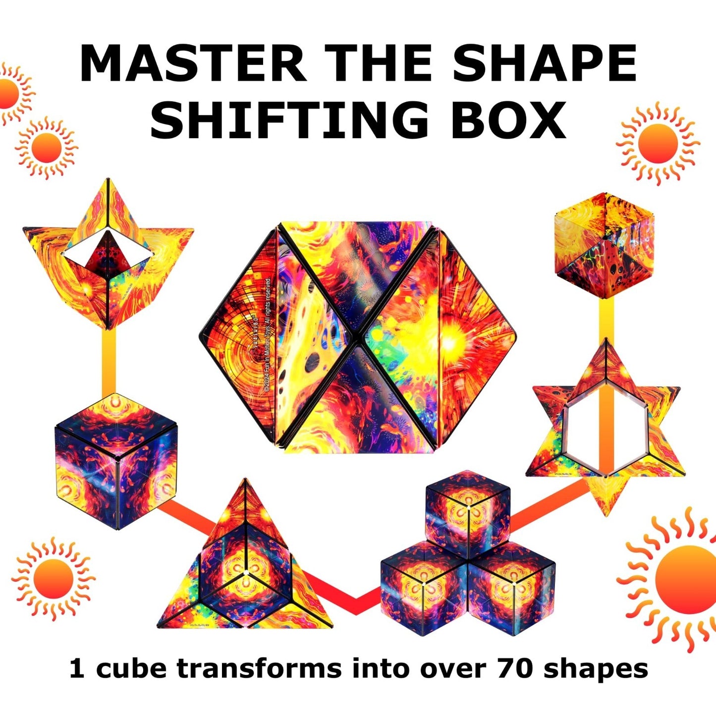 Magnetic Puzzle Cube   Sensory Fidget Toy for Stress Relief, Shape Shifting Fun,4