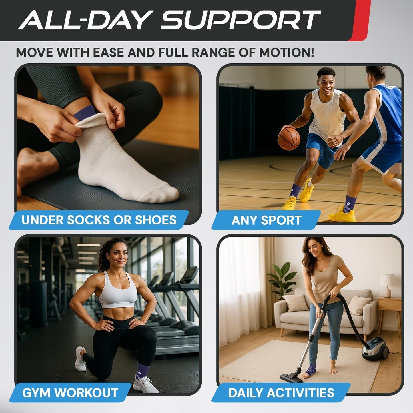 Ankle Brace Compression Sleeve for Sprains & Plantar Fasciitis Relief, Adjustabl3