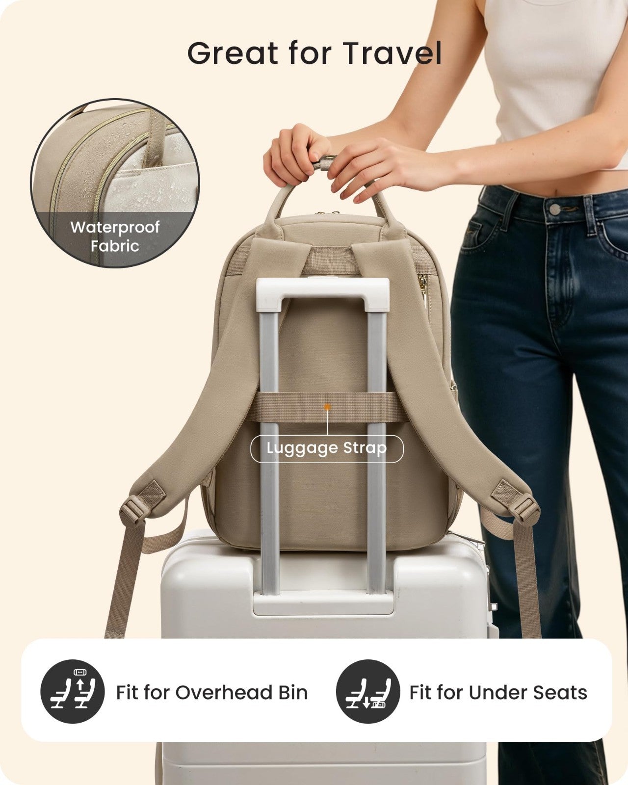 Stylish Women's Laptop Backpack with Tumbler Holder, 15.6" Waterproof Travel Bag4