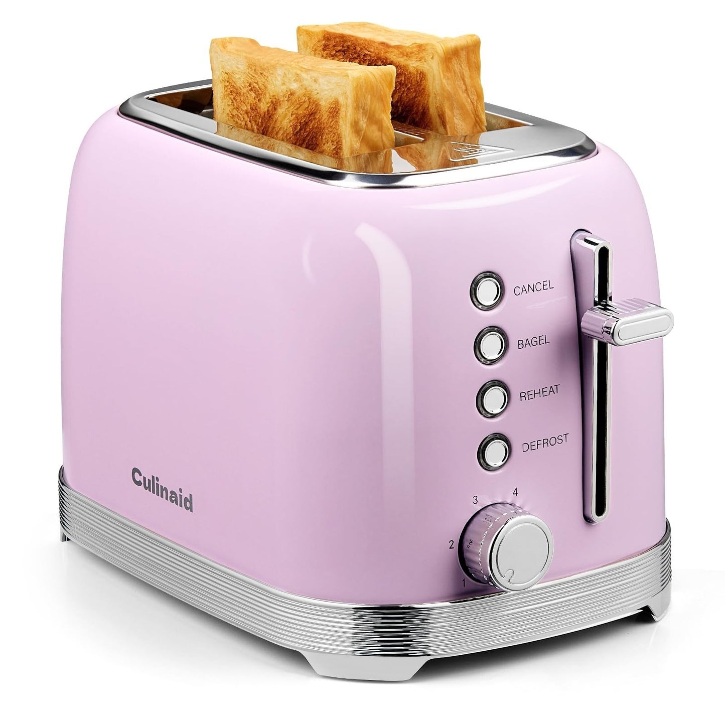 Retro 2 Slice Stainless Steel Toaster in Pastel Pink   Stylish Kitchen Appliance1