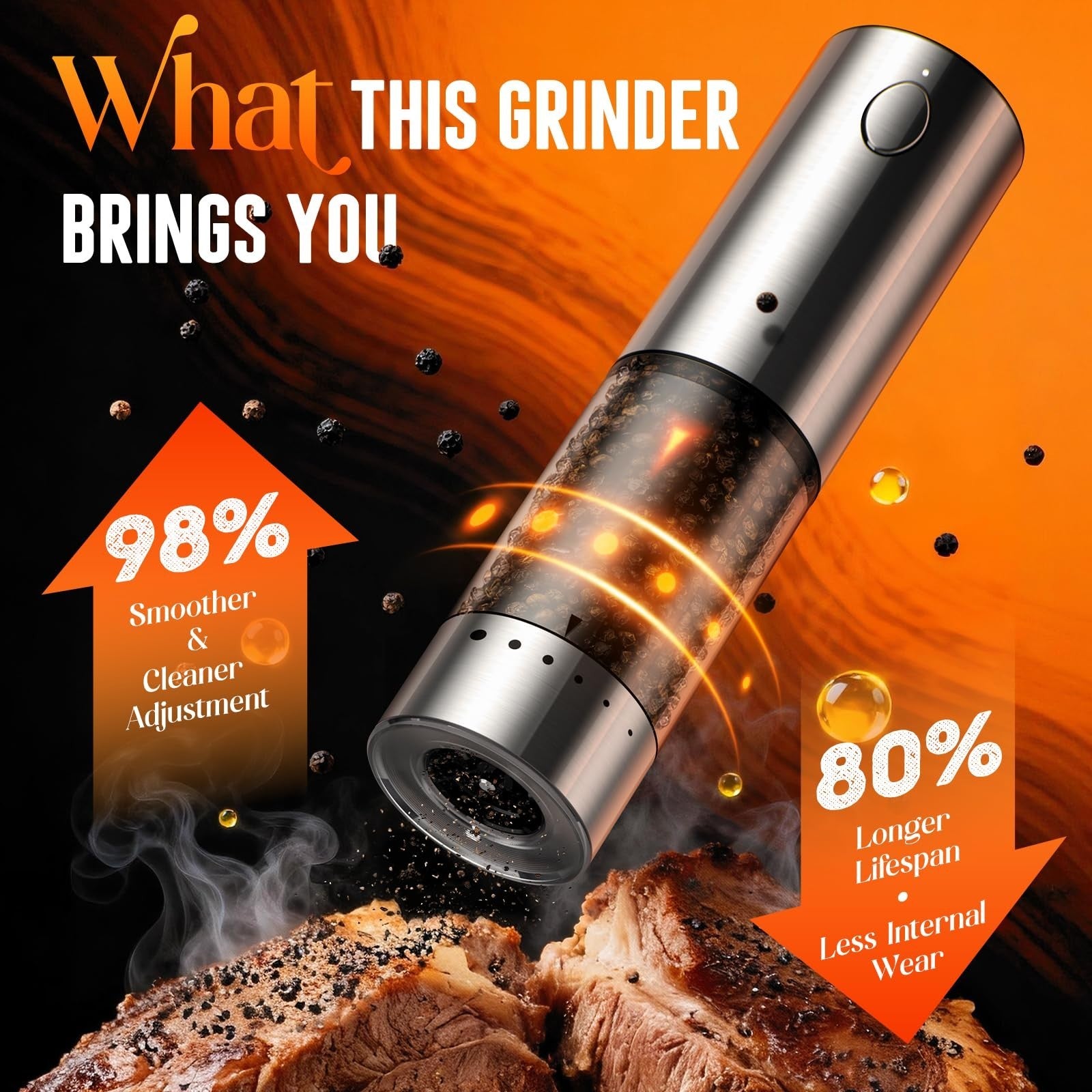 Rechargeable Electric Salt & Pepper Grinder Set   Automatic Adjustable Coarsenes2