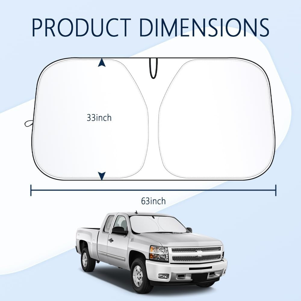 300T Thick Sunshade for Car Windshield - Blocks 99% Sunlight & Heat, XL 63x332