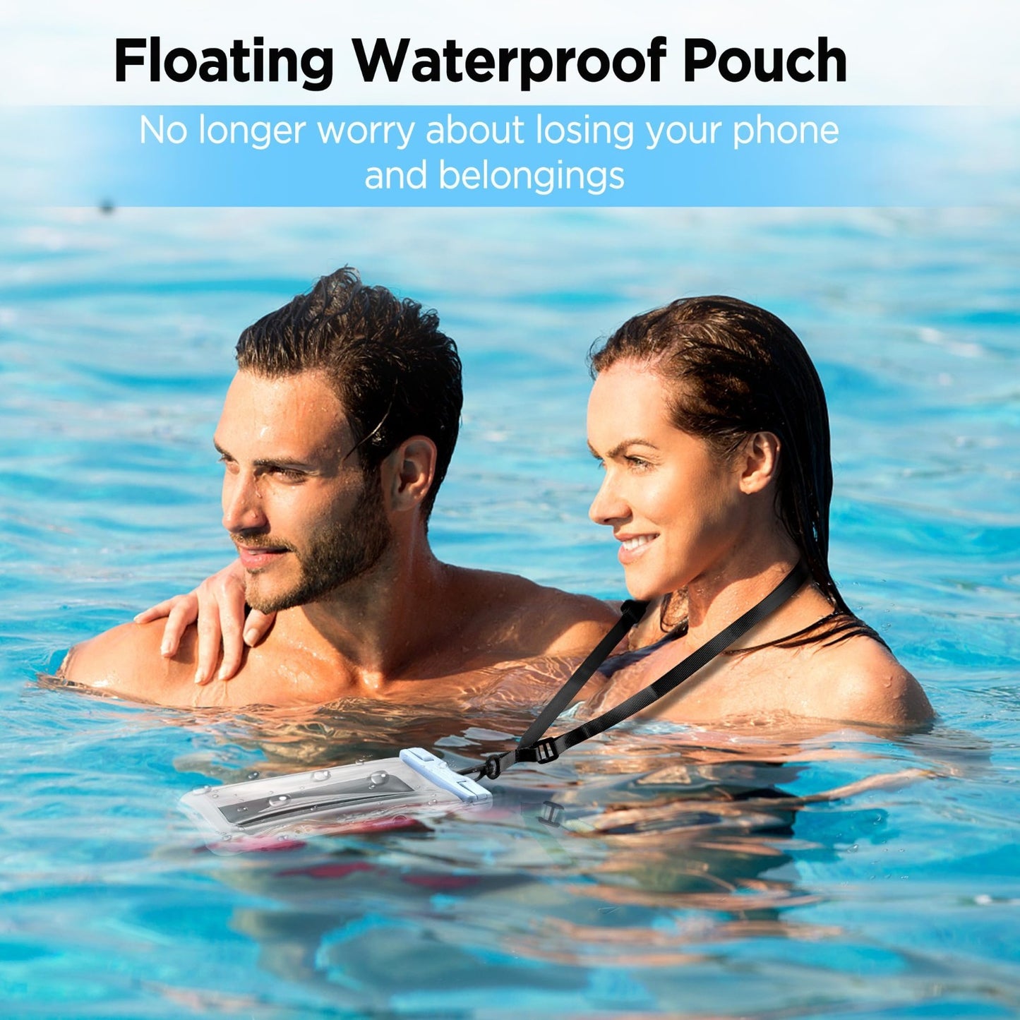 Waterproof Phone Pouch 2 Pack   Floatable IPX8 Case for Beach, Travel, Kayak & M2