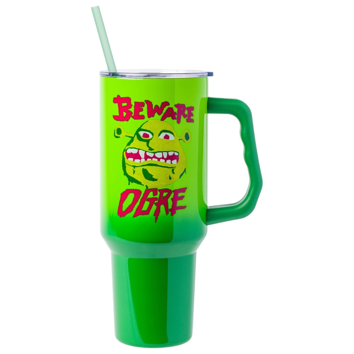40oz Stainless Steel Tumbler with Handle   Shrek 'Beware Ogre' Design, Fits Cup1